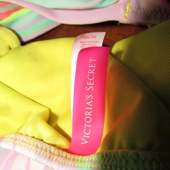 VICTORIA’S SECRET Colorful Stripe Bikini 34B top/M - Picture 3 of 5